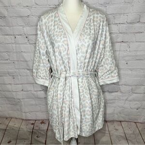 Kate Spade pink, grey and white leopard print robe